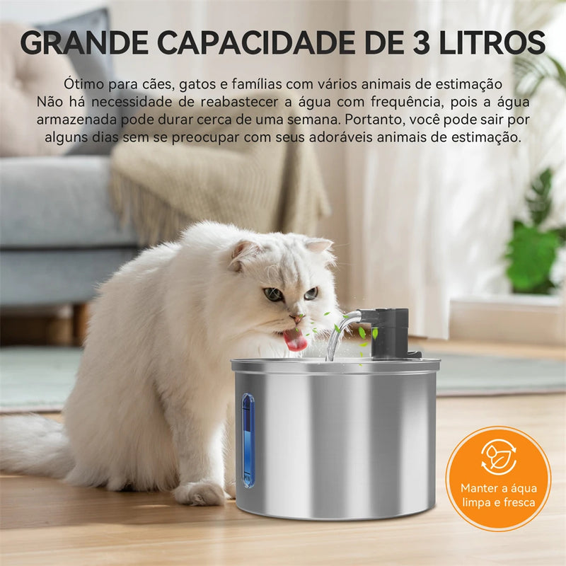 Bebedouro Newpet de aço inoxidável para gatos Bebedouro automático para gatos Bebedouro para gatos Cães Acessórios para bebedouro de animais de estimação