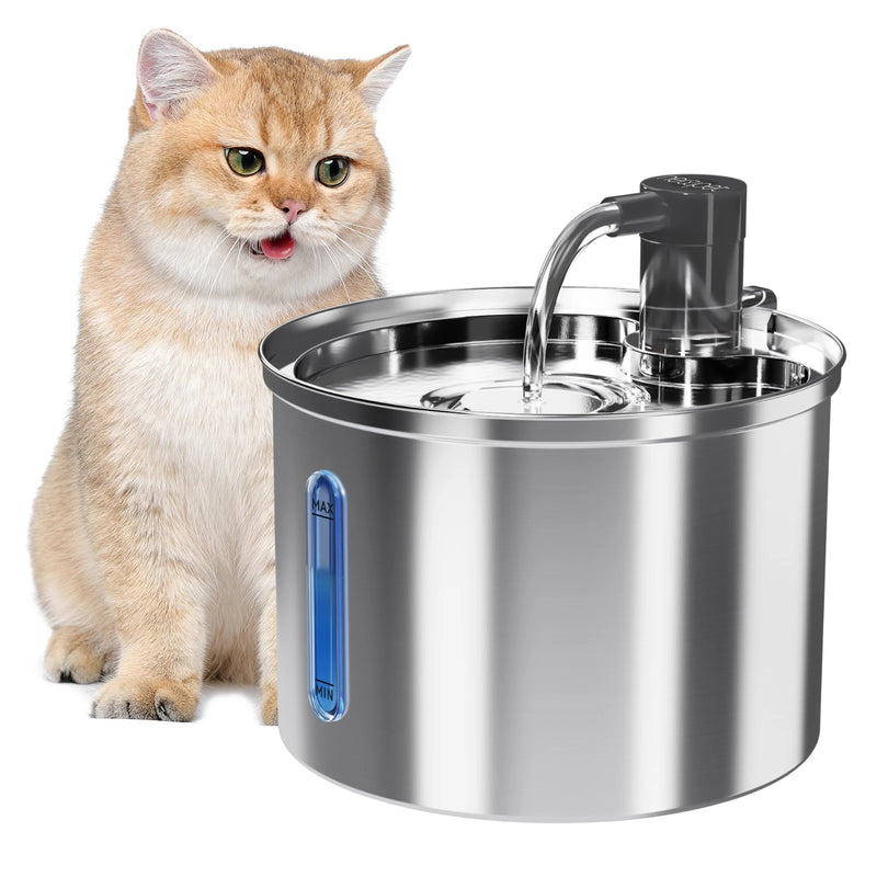 Bebedouro Newpet de aço inoxidável para gatos Bebedouro automático para gatos Bebedouro para gatos Cães Acessórios para bebedouro de animais de estimação