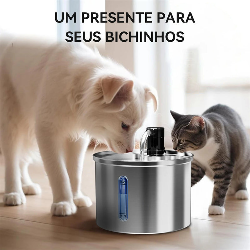 Bebedouro Newpet de aço inoxidável para gatos Bebedouro automático para gatos Bebedouro para gatos Cães Acessórios para bebedouro de animais de estimação