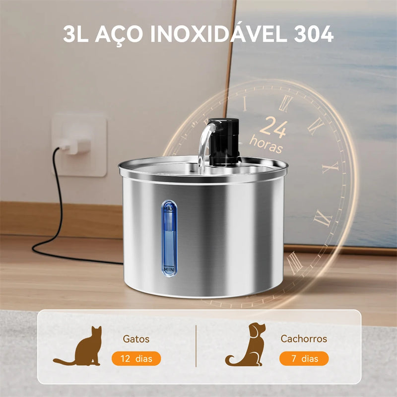 Bebedouro Newpet de aço inoxidável para gatos Bebedouro automático para gatos Bebedouro para gatos Cães Acessórios para bebedouro de animais de estimação